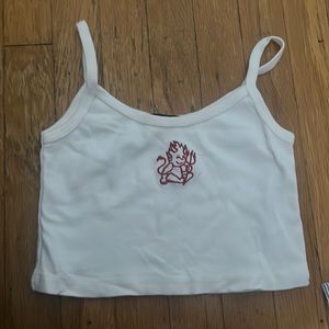 Brandi Melville crop top with devil embroidery, never been worn before